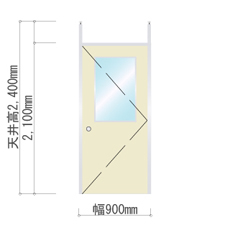 片開きドア（窓付き）