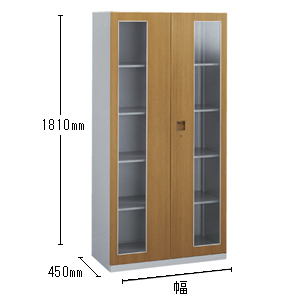 ガラス両開き書庫 高さ1810mm （下置用）