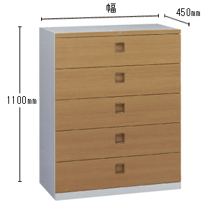 5段ラテラルキャビネット 高さ1100mm （下置用）