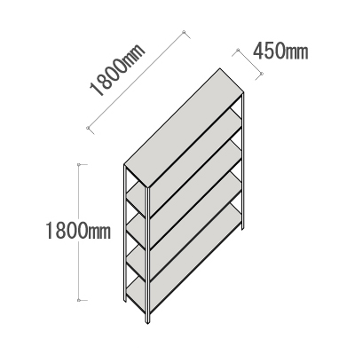 L-6645-5 軽量ラック 5段 幅1800×奥行450×高さ1800mm｜オフィス家具R