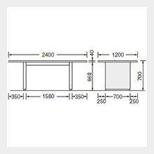 DP-2412 大型会議用テーブル 幅2400×奥行1200×高さ700mm｜オフィス家具R