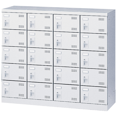 SLBW-M420-R コインリターン錠式 20人用 シューズボックス ホワイト SLBW-M420-R
